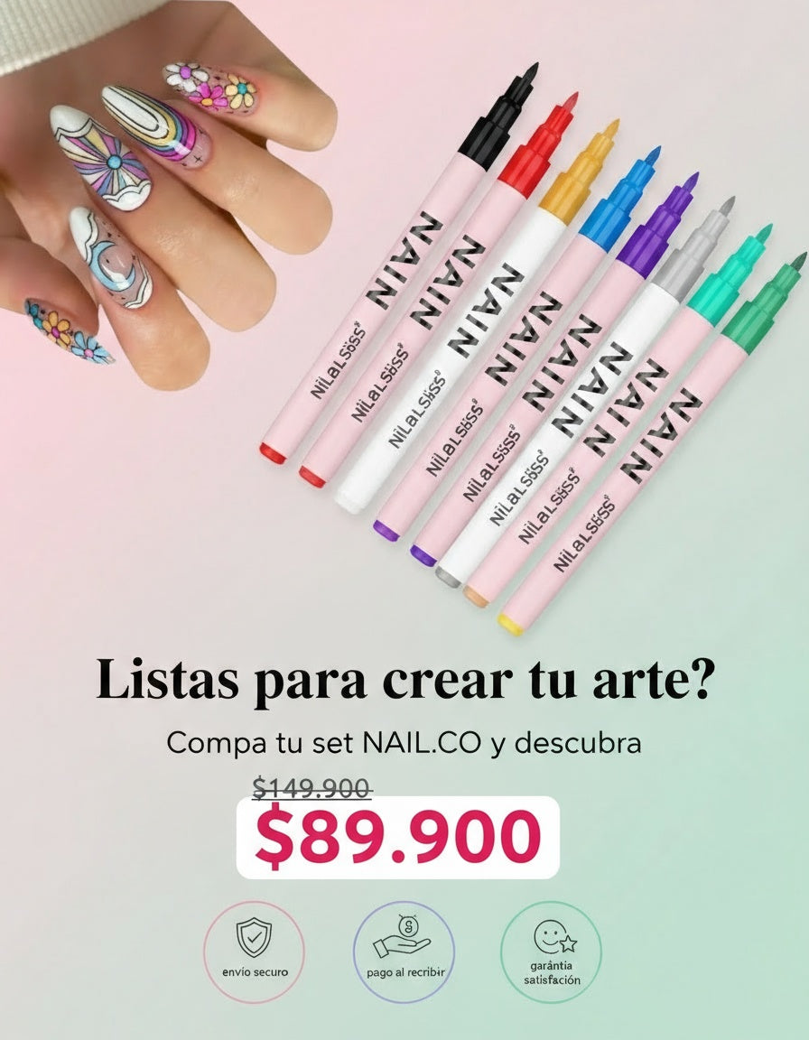 💅NAILS.CO Bolígrafo para Nail Art (Set 12 Colores)🌈